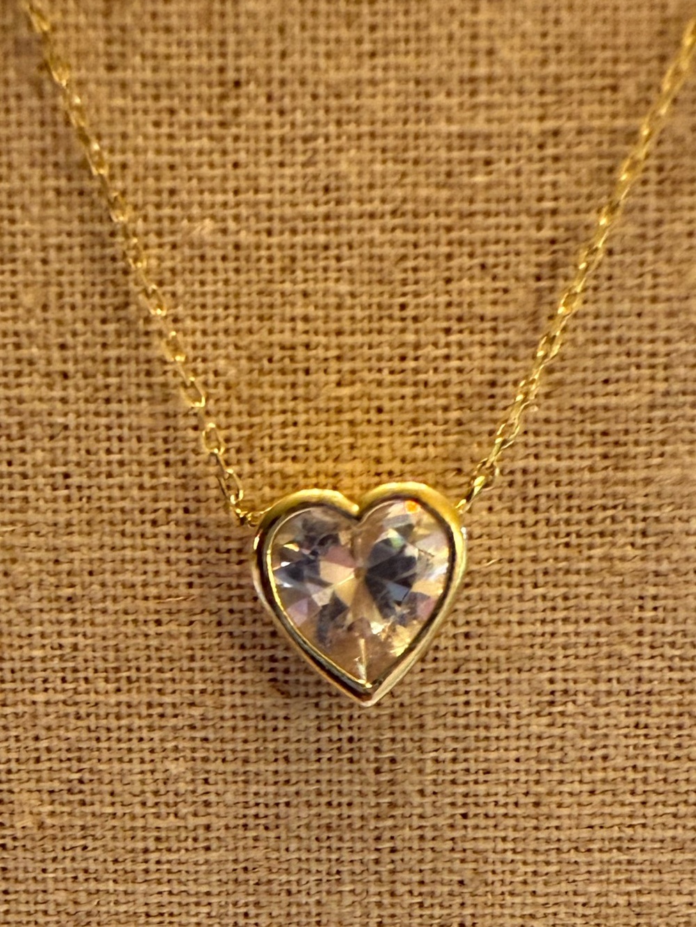 Melinda Maria Gold Heart Necklace with Clear Crystal - Picture 3 of 5